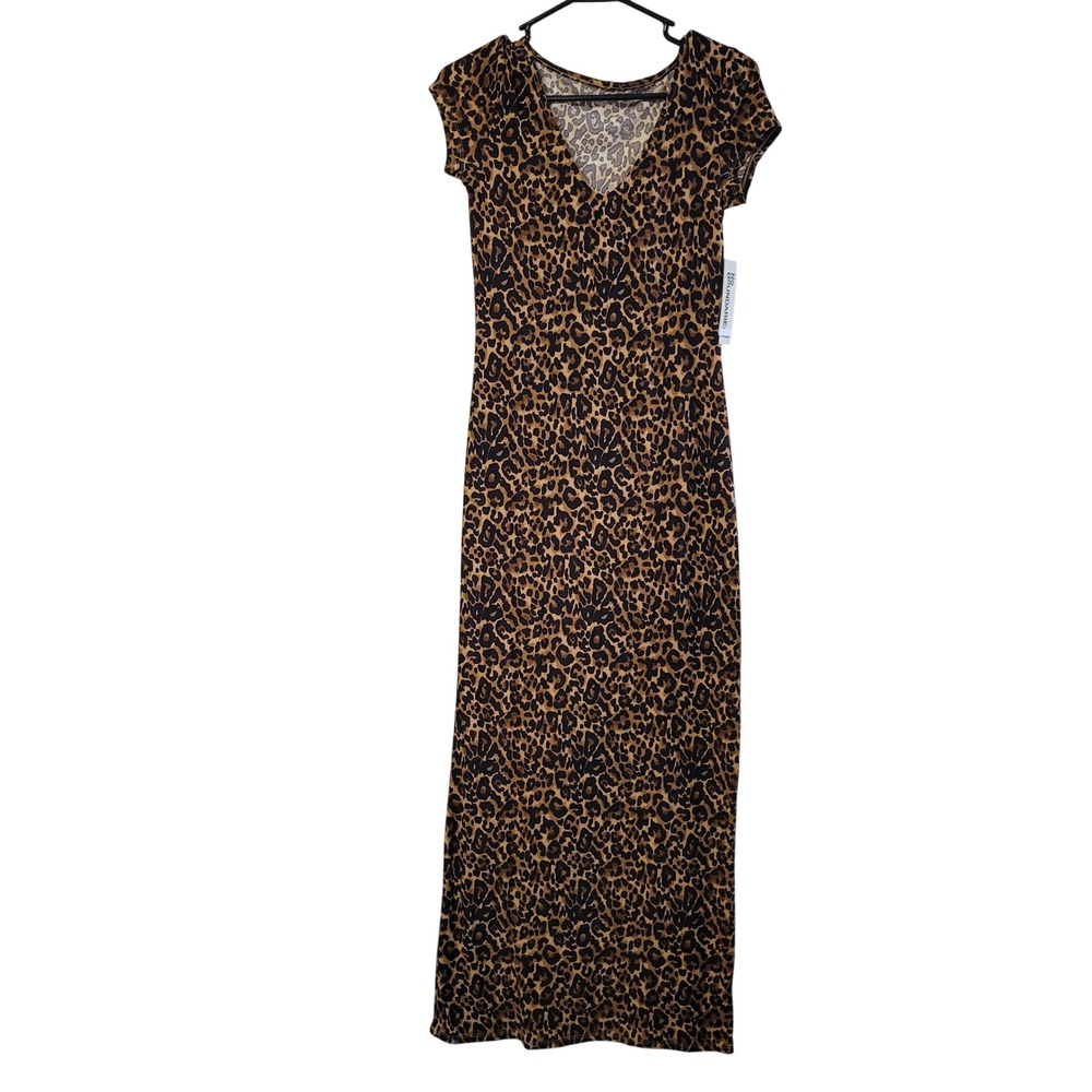 NWT No Boundaries Leopard Print Bodycon Maxi Dress Trendy Stretch Small 4-6